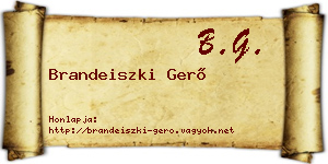 Brandeiszki Gerő névjegykártya